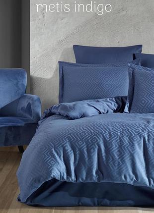 Постельное бельё tivoli home сатин жаккард евро размер metis indigo