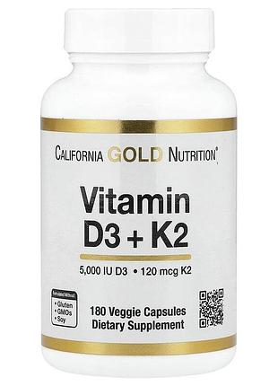 Вітаміни california gold nutrition вітамін d3+k2 vitamin d3+k2 180 вегетаріанських капсул(33675751)