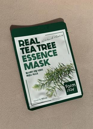 Тканинна маска для обличчя farmstay real tea tree essence mask з екстрактом чайного дерева