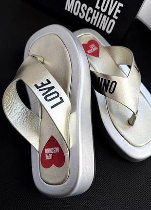 Брендовые кожаные шлепанцы-босоножки love moschino (оригинал)