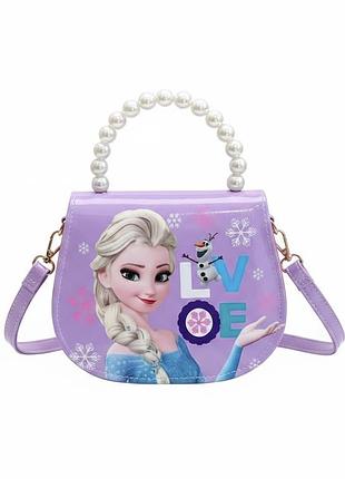 Дитяча сумочка frozen «magic elsa & olaf» — лакована сумка з перлинною ручкою та ремінцем