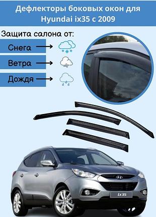 Дефлектори вікон вітровики hyundai ix35 2009-2017 (скотч) anv