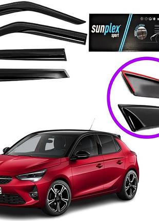 Дефлекторы окон ветровики для opel corsa f хетчбек 2019-2024 (скотч) sunplex
