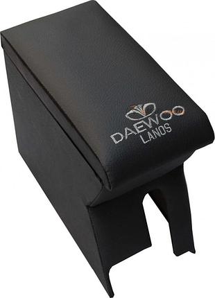 Подлокотник daewoo lanos черный с вышивкой (кожзам)