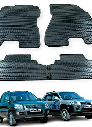 Коврики в салон для hyundai tucson i / kia sportage ii (2004–2010) с бортом 1 см, евроклетка, производство харьков
