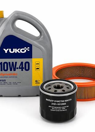 Комплект для замены масла yuko dynamic 10w-40 4 л 3 в 1 ваз 2101-2107