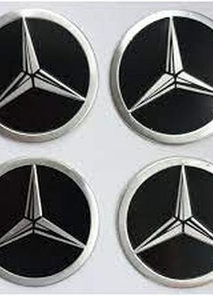 Наклейка емблема на колесный колпак или диск dd 90 мм mercedes черная (4шт)
