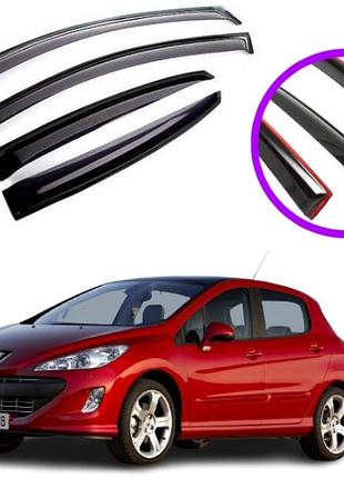 Дефлекторы окон ветровики для peugeot 308 (5 дверей) хетч 2007-2013 (скотч) vip