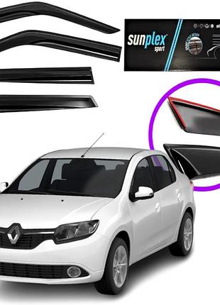 Дефлектори вікон вітровики для renault logan ii седан 2013-2020 (скотч) sunplex