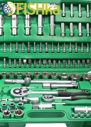Набір інструментів intertool 2 в 1 110 предметів diy червоний + набір ключів ht-1203 5