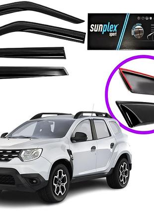 Дефлекторы окон ветровики для renault duster 2018-2024 (скотч) sunplex