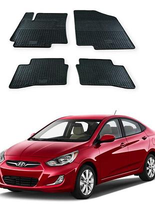 Коврики салона hyundai accent iv, kia rio iii (2010–2017) — борт 1 см, евроклетка рти