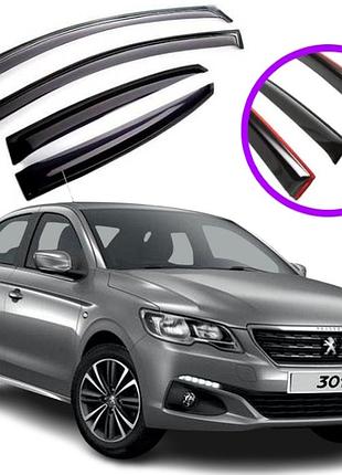 Дефлектори вікон вітровики для peugeot 301 седан 2012-2022 (скотч) vip