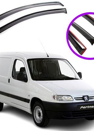 Дефлектори вікон вітровики для peugeot partner i 1996-2008 (скотч) acryl-auto