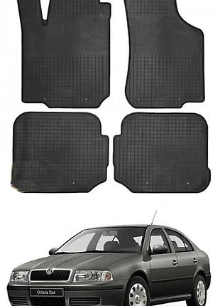 Комплекты ковриков салона для skoda octavia a4 tour (1996–2010) и golf 4 (1997–2006) — полимерная резина, евроклетка, бортик ≈1 см