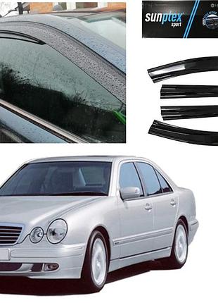 Дефлекторы окон ветровики для mercedes e-klasse w-210 седан 1995-2002 (скотч) sunplex турция
