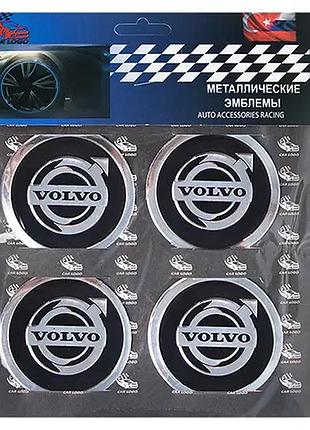 Наклейка емблема на колесный колпак или диск d 60 мм volvo черная (4шт)