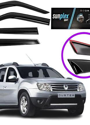 Дефлектори вікон вітровики для renault duster 2010-2017 (скотч) sunplex