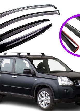 Дефлекторы окон ветровики для nissan x-trail (t30) 2001-2007 (скотч) vip