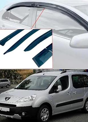 Дефлекторы окон ветровики для peugeot partner ii 2008-2018 (скотч) acryl-auto