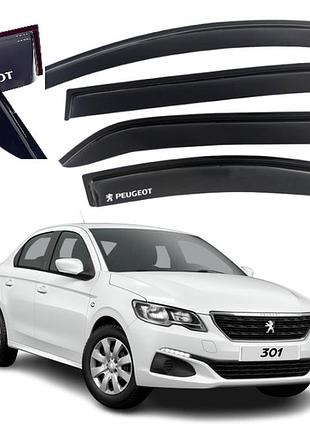 Дефлектори вікон вітровики для peugeot 301 седан 2012-2022 (скотч) av-tuning