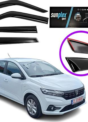 Дефлектори вікон вітровики для renault logan iii седан 2020 -> (скотч) sunplex