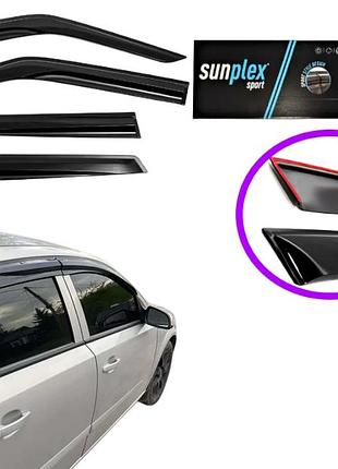 Дефлектори вікон вітровики для opel astra h седан/хетчбек 2004-2014 (скотч) sunplex