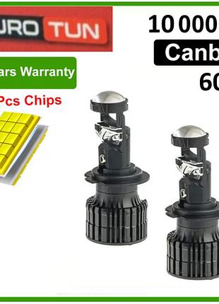 Лампи led з лінзою h7 12 v-24 v 60 w eurotun nl19 10000l 6000k can bus радіатор із вентилят