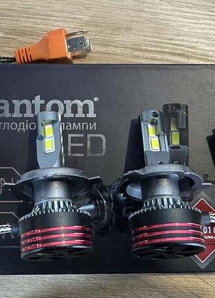 Светодиодные лампы fantom ft h4 hi/low 12-24v 5500k 4900l радиатор c вентилятором