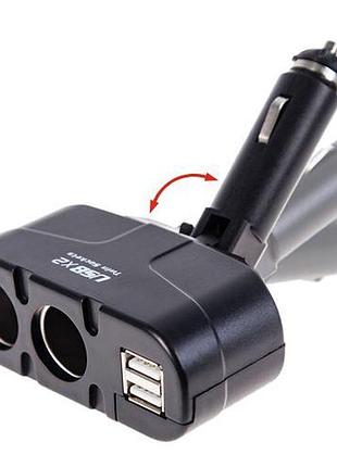 Розгалужувач прикурювача voin 2 виходи + 2 usb 1500ma/передохр/зм.кут