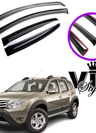 Дефлекторы окон ветровики renault duster 2010-2017 (скотч) vip