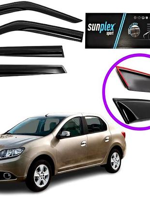 Дефлекторы окон ветровики для renault symbol 2013-2020 (скотч) sunplex
