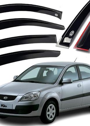 Дефлектори вікон вітровики для kia rio ii седан 2005-2011 (скотч) vip