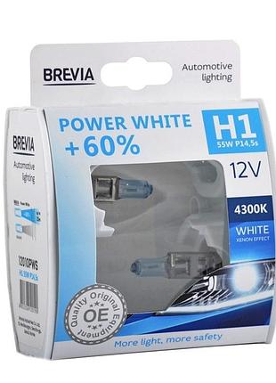 Лампа н1 12v 55 w brevia power white +60% 4300k