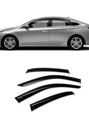 Дефлектори вікон вітровики hyundai sonata 2014-2019 (lf) (скотч) acryl-auto