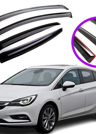 Дефлектори вікон вітровики для opel astra k хітчбек 2015-2021 (скотч) vip tuning vt 52