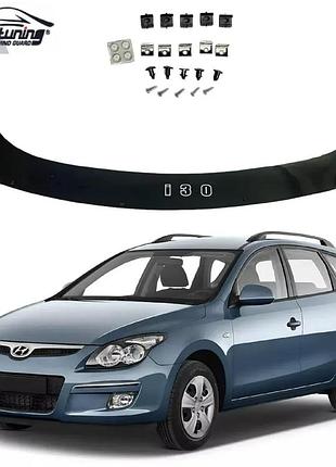 Дефлектор капота на hyundai i30 хетчбек 2007-2012. мухобойка на hyundai i30