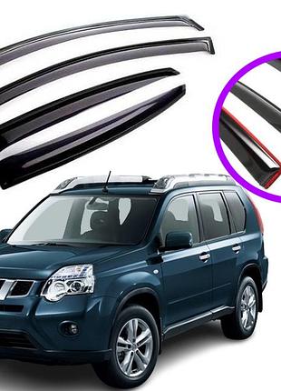 Дефлекторы окон ветровики для nissan x-trail (t31) 2007-2014 (скотч)