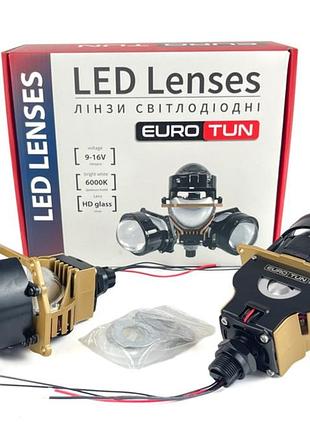 Автомобильные линзы eurotun bi led "3" 80w lpl-6068 (пара)