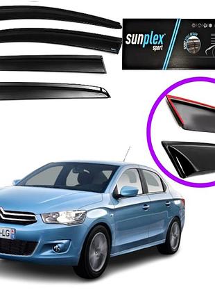 Дефлектори вікон вітровики для citroen c-elysee, peugeot 301 сед 2013 -> (скотч) sunplex