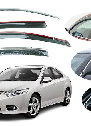 Дефлектори вікон вітровики для honda accord 8 сед 2008-2015 (скотч) topvisor з хромом молдингом