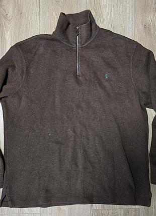 Polo ralph lauren sweater mens brown 1/4 zip pullover long