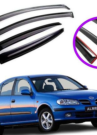 Дефлекторы окон ветровики для nissan almera ii 2000-2012 (скотч) av-tuning
