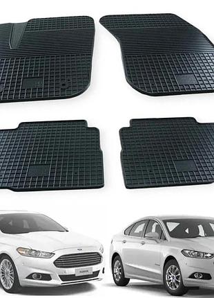 Коврики в салон ford mondeo v / ford fusion usa (2012-2021) с бортом 1 см, евроклетка