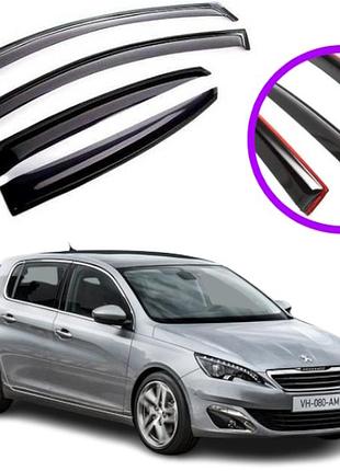 Дефлекторы окон ветровики для peugeot 308 (5 дверей) хетч 2014-> (скотч) vip