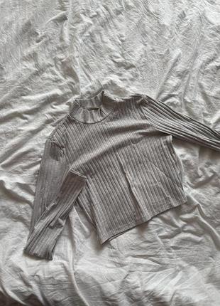 Лонгслів топ сірий у рубчик h&m