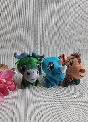 Коллекционные мягкие игрушки lidl safari mini's – гиена, гну и носорог