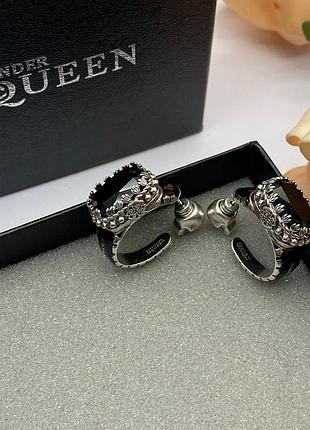Сережки олександр макквін crown stone earrings lux люкс якість