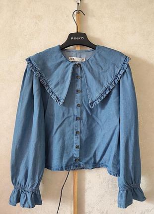 Джинсова сорочка zara s 2