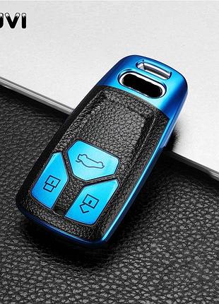 Чехол для автомобильного ключа, тпу + кожа audi a4 b9 a5 a6l a6 s4 s5 s7 8w q7 4m q5 tt tts rs coupe blue